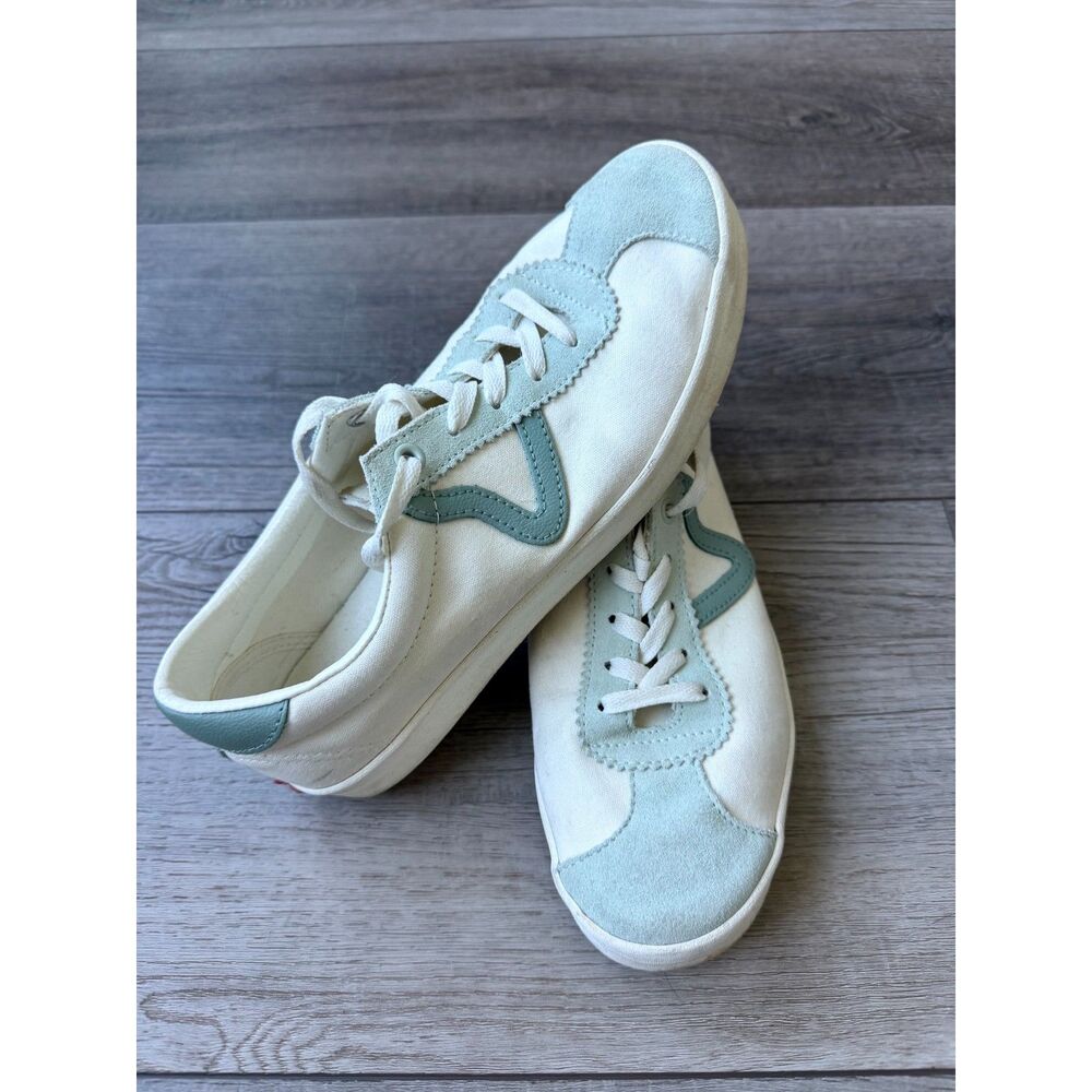 Vans Sport Low In 2 Tone Canvas Suede Cream/Green 8.5 M or 10W Excellent!